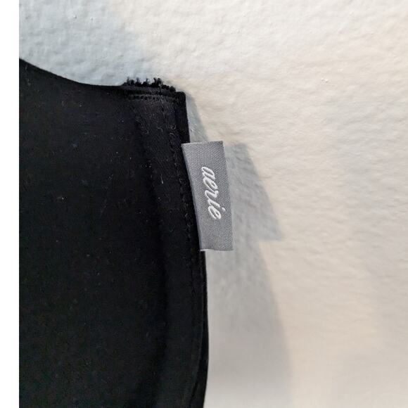 AERIE Full Coverage Lined Satin Underwire Bra Cross Back Racerback Black 32DDD - Picture 4 of 5